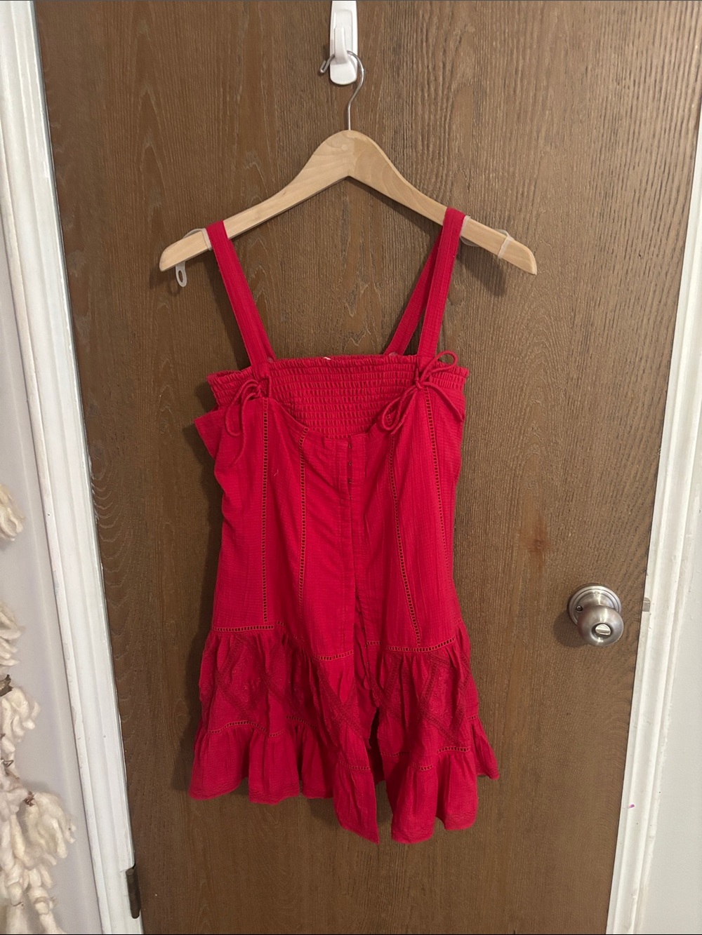 Bright Red Sundress with Smocked Bodice